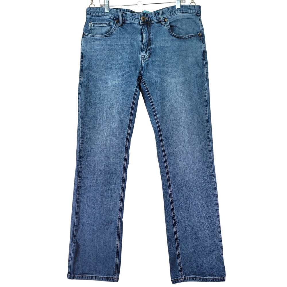 Rock & Roll Denim Revolver Straight Jeans Mens 39x33 Blue Excellent Slim Hooey